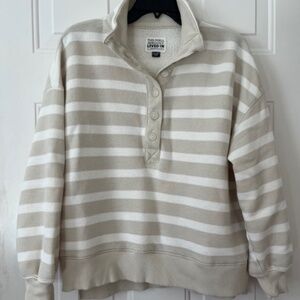 American Eagle Stripe Henley Sweatshirt, XS
